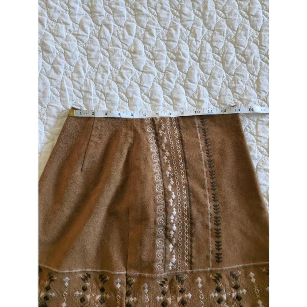 Abercrombie & Fitch Embroidered Mini Skirt Women 2 Brown Boho Cottagecore - Picture 4 of 10